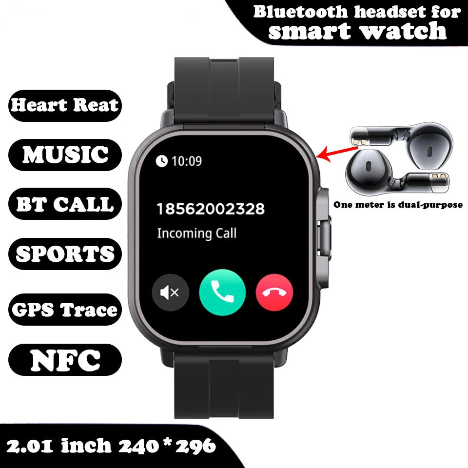 2-in-1 Smartwatch with Integrated Bluetooth Earbuds – HD Fitness Watch