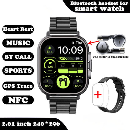 2-in-1 Smartwatch with Integrated Bluetooth Earbuds – HD Fitness Watch