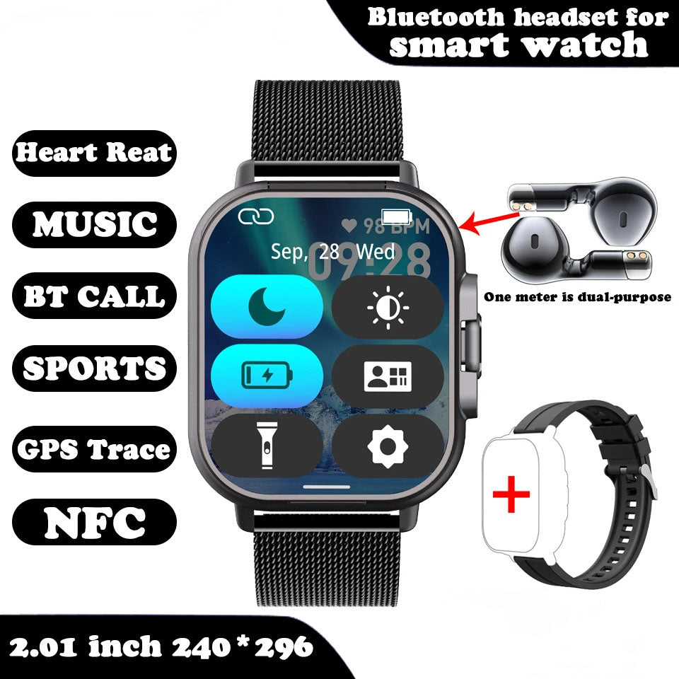 2-in-1 Smartwatch with Integrated Bluetooth Earbuds – HD Fitness Watch