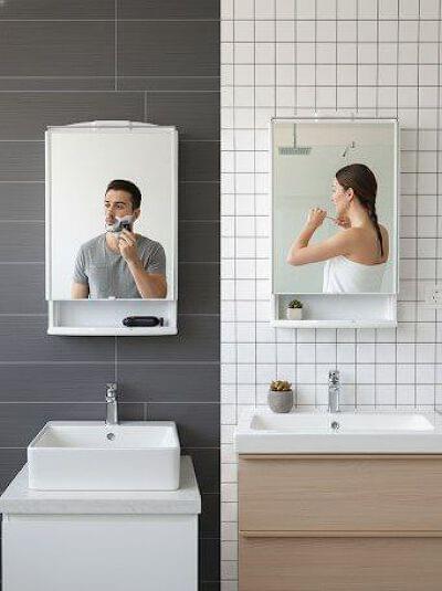 Wall-Mounted Bathroom Storage Cabinet with Mirror – Small White Medicine Cabinet
