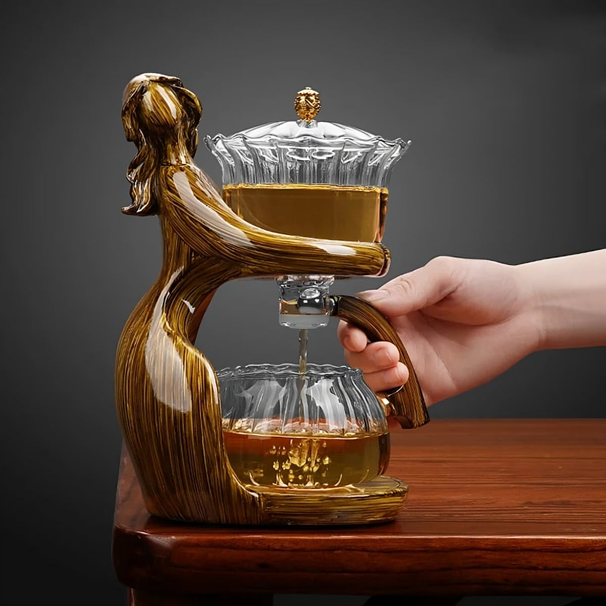 Semi-Automatic Glass Teapot – One-Press Brewing for Loose Leaf Tea