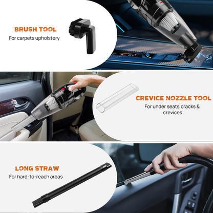 Cordless Car Vacuum Cleaner with Charging Cable – Handheld, Portable, Reusable Filter