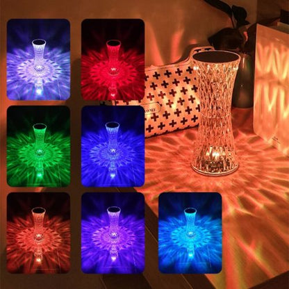 Acrylic Crystal Rose Table Lamp – 3D LED Night Light with 16 Colours & Touch Dimmer