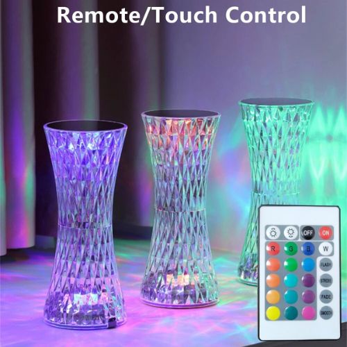 Acrylic Crystal Rose Table Lamp – 3D LED Night Light with 16 Colours & Touch Dimmer