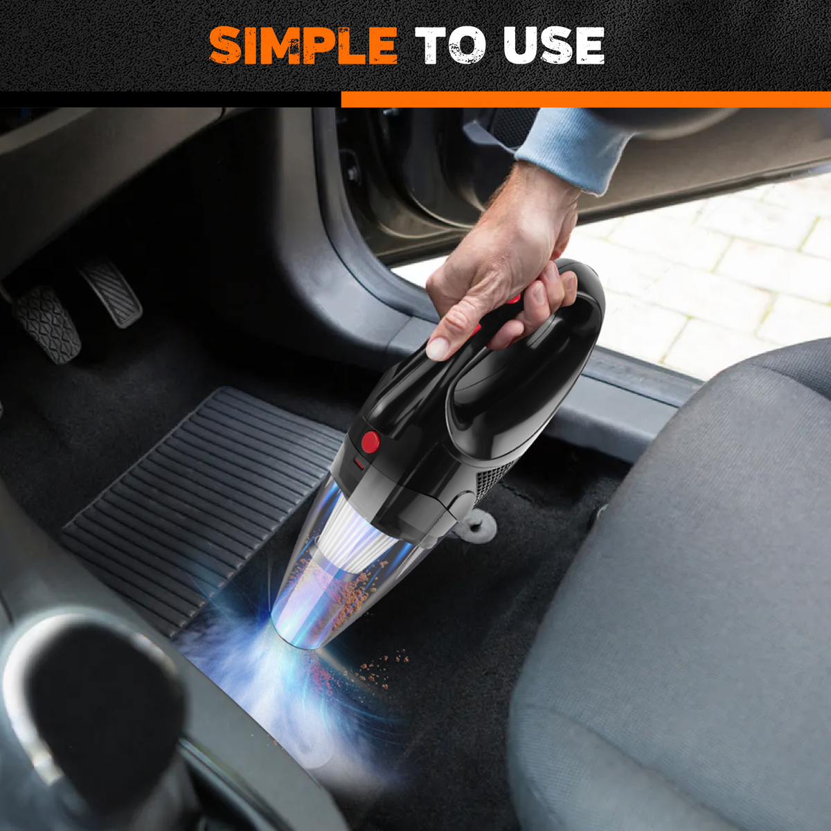 Cordless Car Vacuum Cleaner with Charging Cable – Handheld, Portable, Reusable Filter