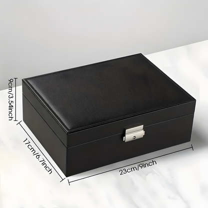 Three-Layer Jewelry Organizer Box – Structured Case with Drawers & Ring Rolls