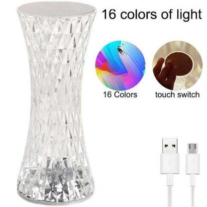 Acrylic Crystal Rose Table Lamp – 3D LED Night Light with 16 Colours & Touch Dimmer