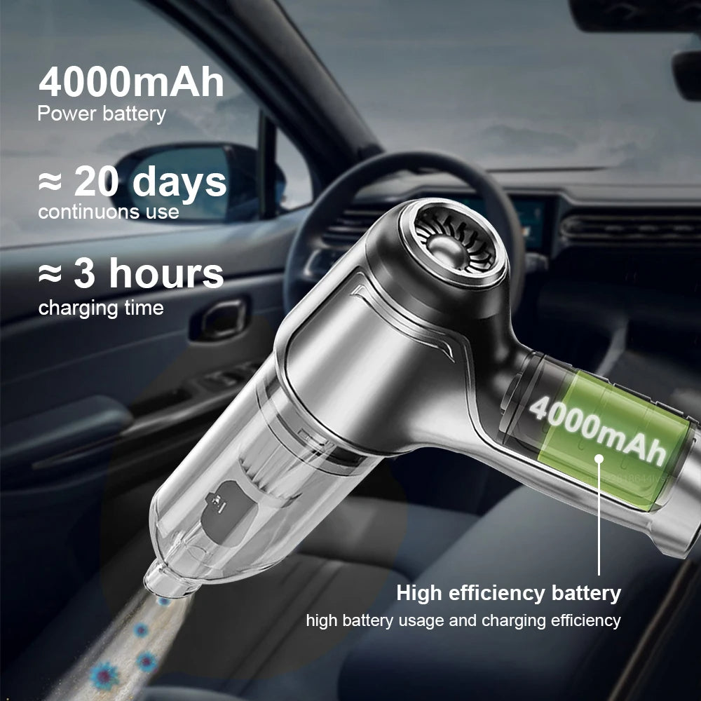 2-in-1 Car Vacuum Cleaner & Blower – 95000PA Wireless Handheld Vacuum