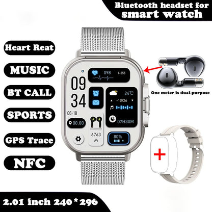 2-in-1 Smartwatch with Integrated Bluetooth Earbuds – HD Fitness Watch
